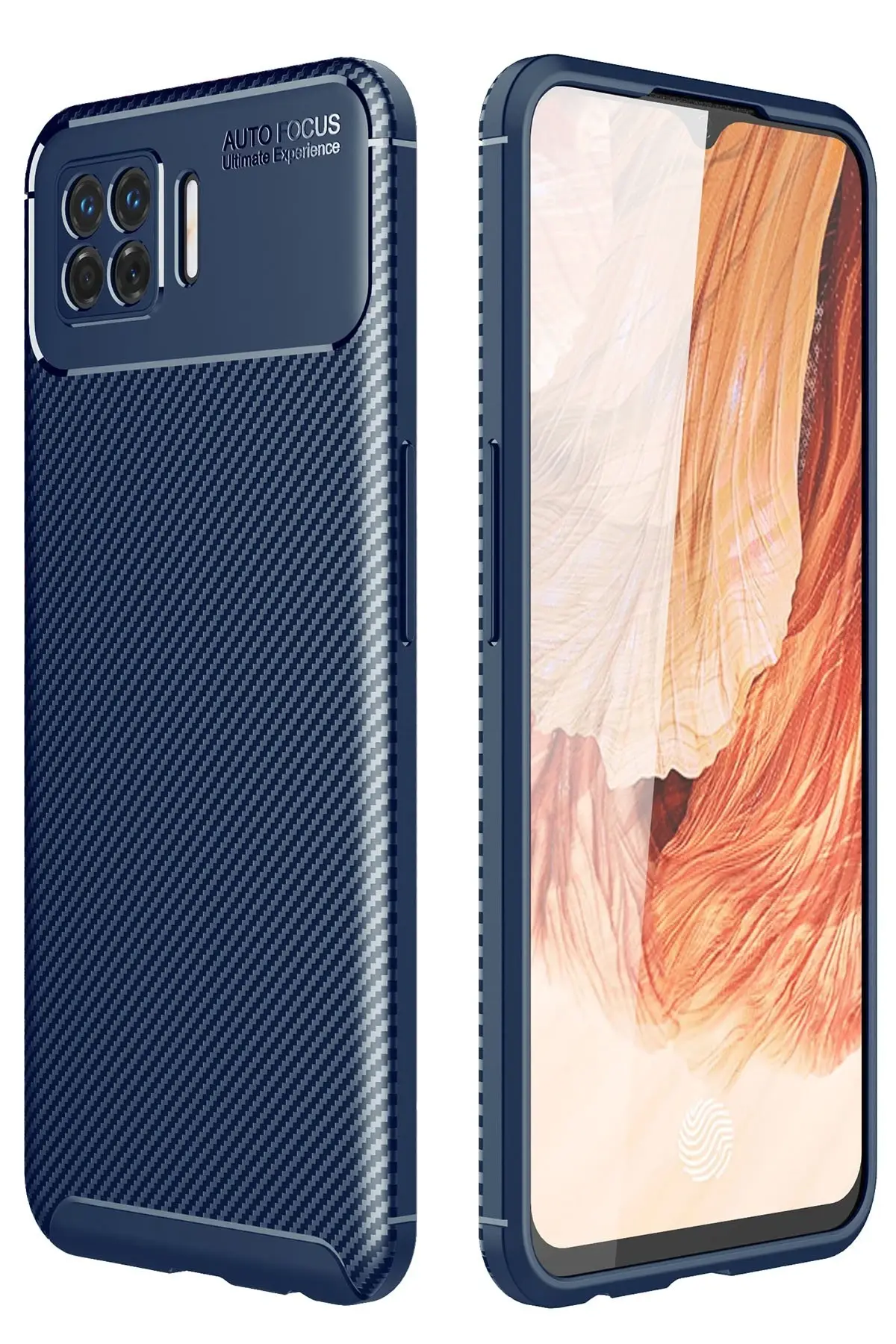 Newface Oppo A73 Kılıf Auto Focus Karbon Kapak - Lacivert