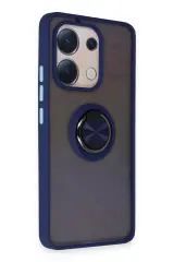 Newface Xiaomi Redmi Note 13 4G Kılıf Montreal Yüzüklü Silikon Kapak - Lacivert