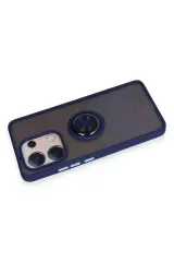 Newface Xiaomi Redmi Note 13 4G Kılıf Montreal Yüzüklü Silikon Kapak - Lacivert