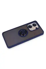 Newface Xiaomi Redmi Note 13 4G Kılıf Montreal Yüzüklü Silikon Kapak - Lacivert