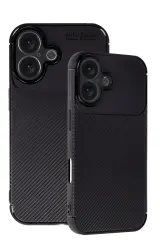 Newface iPhone 16 Kılıf Auto Focus Karbon Kapak - Siyah