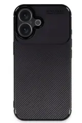 Newface iPhone 16 Kılıf Auto Focus Karbon Kapak - Siyah
