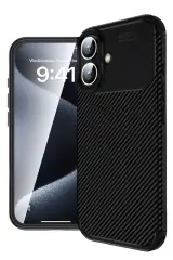 Newface iPhone 16 Kılıf Auto Focus Karbon Kapak - Siyah