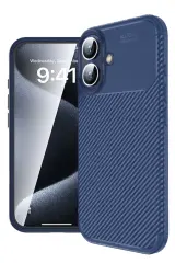 Newface iPhone 16 Kılıf Auto Focus Karbon Kapak - Lacivert