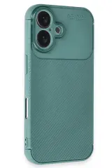 Newface iPhone 16 Kılıf Auto Focus Karbon Kapak - Koyu Yeşil