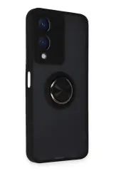 Newface Vivo Y17S Kılıf Montreal Yüzüklü Silikon Kapak - Siyah