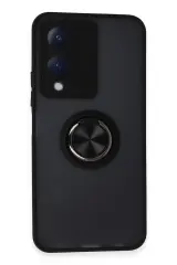Newface Vivo Y17S Kılıf Montreal Yüzüklü Silikon Kapak - Siyah