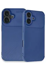Newface iPhone 16 Plus Kılıf Auto Focus Karbon Kapak - Lacivert
