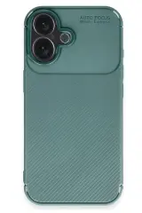 Newface iPhone 16 Plus Kılıf Auto Focus Karbon Kapak - Koyu Yeşil