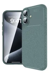Newface iPhone 16 Plus Kılıf Auto Focus Karbon Kapak - Koyu Yeşil