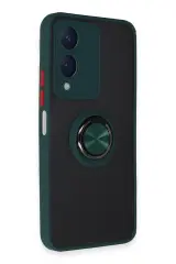 Newface Vivo Y17S Kılıf Montreal Yüzüklü Silikon Kapak - Yeşil