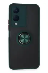 Newface Vivo Y17S Kılıf Montreal Yüzüklü Silikon Kapak - Yeşil