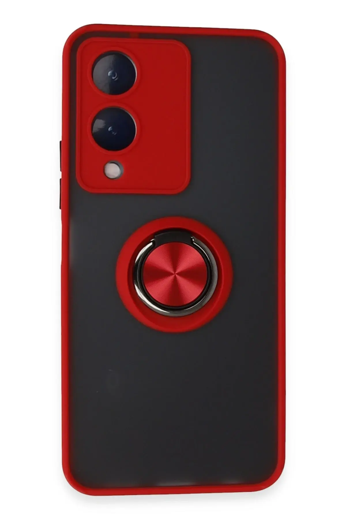 Newface Vivo Y17S Kılıf Montreal Yüzüklü Silikon Kapak - Kırmızı