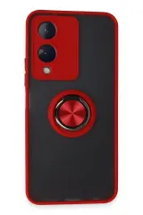 Newface Vivo Y17S Kılıf Montreal Yüzüklü Silikon Kapak - Kırmızı