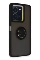 Newface Vivo Y36 Kılıf Montreal Yüzüklü Silikon Kapak - Siyah