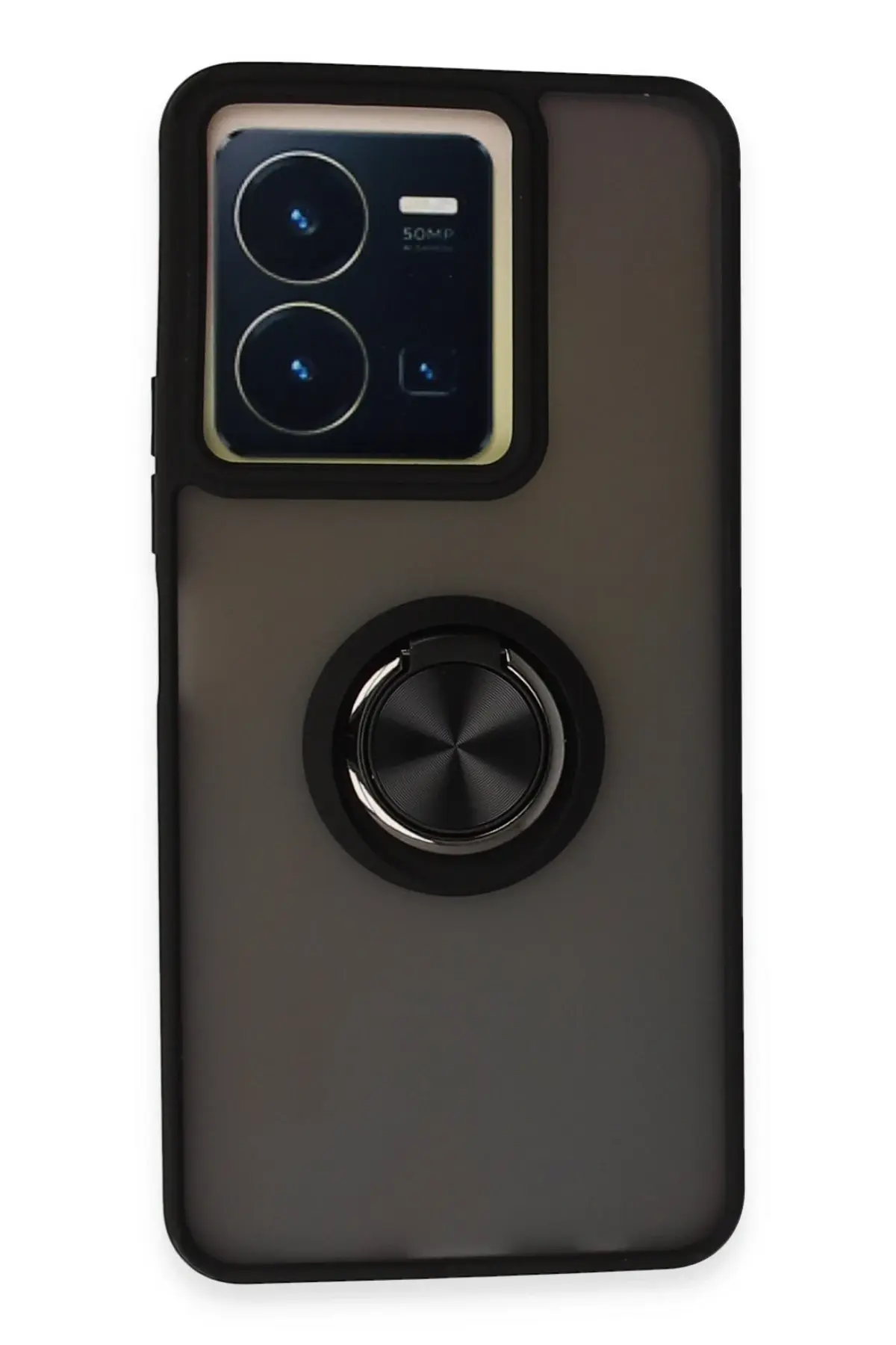 Newface Vivo Y36 Kılıf Montreal Yüzüklü Silikon Kapak - Siyah