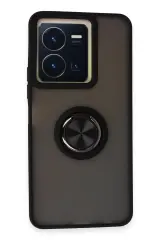 Newface Vivo Y36 Kılıf Montreal Yüzüklü Silikon Kapak - Siyah