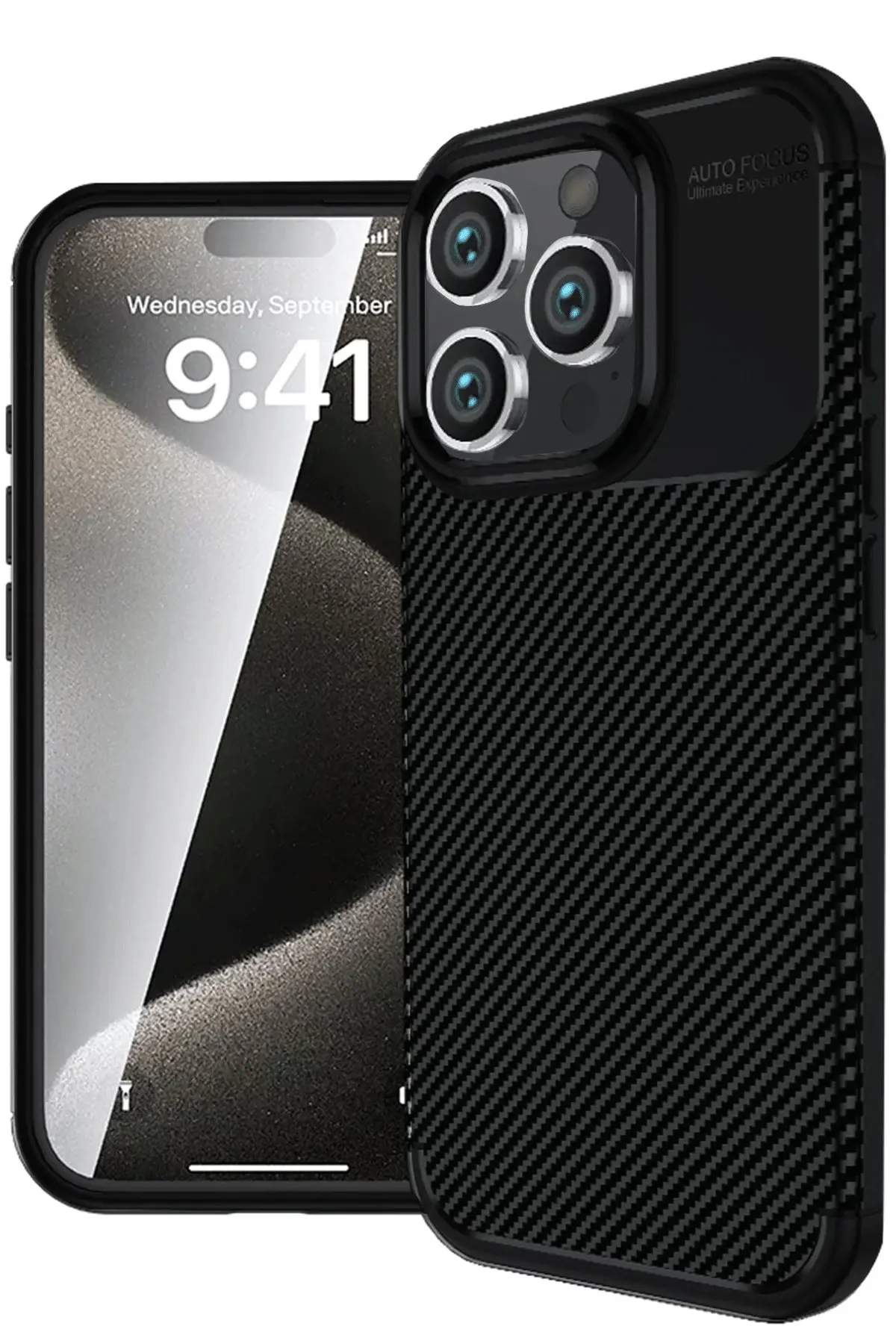 Newface iPhone 16 Pro Max Kılıf Auto Focus Karbon Kapak - Siyah