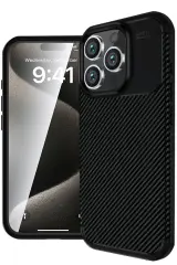 Newface iPhone 16 Pro Max Kılıf Auto Focus Karbon Kapak - Siyah