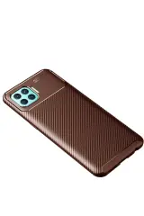 Newface Oppo Reno 4 Lite Kılıf Auto Focus Karbon Kapak - Kahverengi