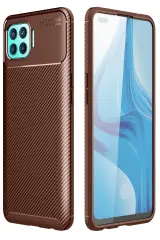 Newface Oppo Reno 4 Lite Kılıf Auto Focus Karbon Kapak - Kahverengi