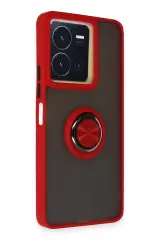 Newface Vivo Y36 Kılıf Montreal Yüzüklü Silikon Kapak - Kırmızı