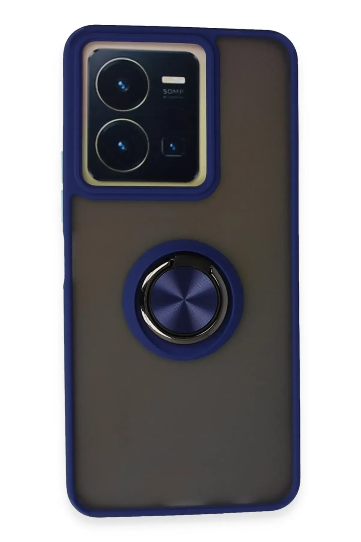 Newface Vivo Y36 Kılıf Montreal Yüzüklü Silikon Kapak - Lacivert