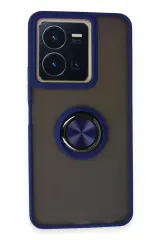 Newface Vivo Y36 Kılıf Montreal Yüzüklü Silikon Kapak - Lacivert