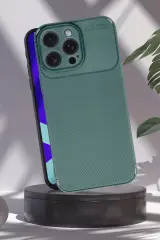 Newface iPhone 16 Pro Max Kılıf Auto Focus Karbon Kapak - Koyu Yeşil