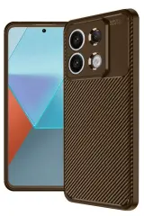 Newface Xiaomi Redmi Note 13 Pro 4G Kılıf Auto Focus Karbon Kapak - Kahverengi
