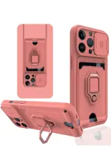 Newface iPhone 13 Pro Max Kılıf Zuma Kartvizitli Yüzüklü Silikon - Pembe