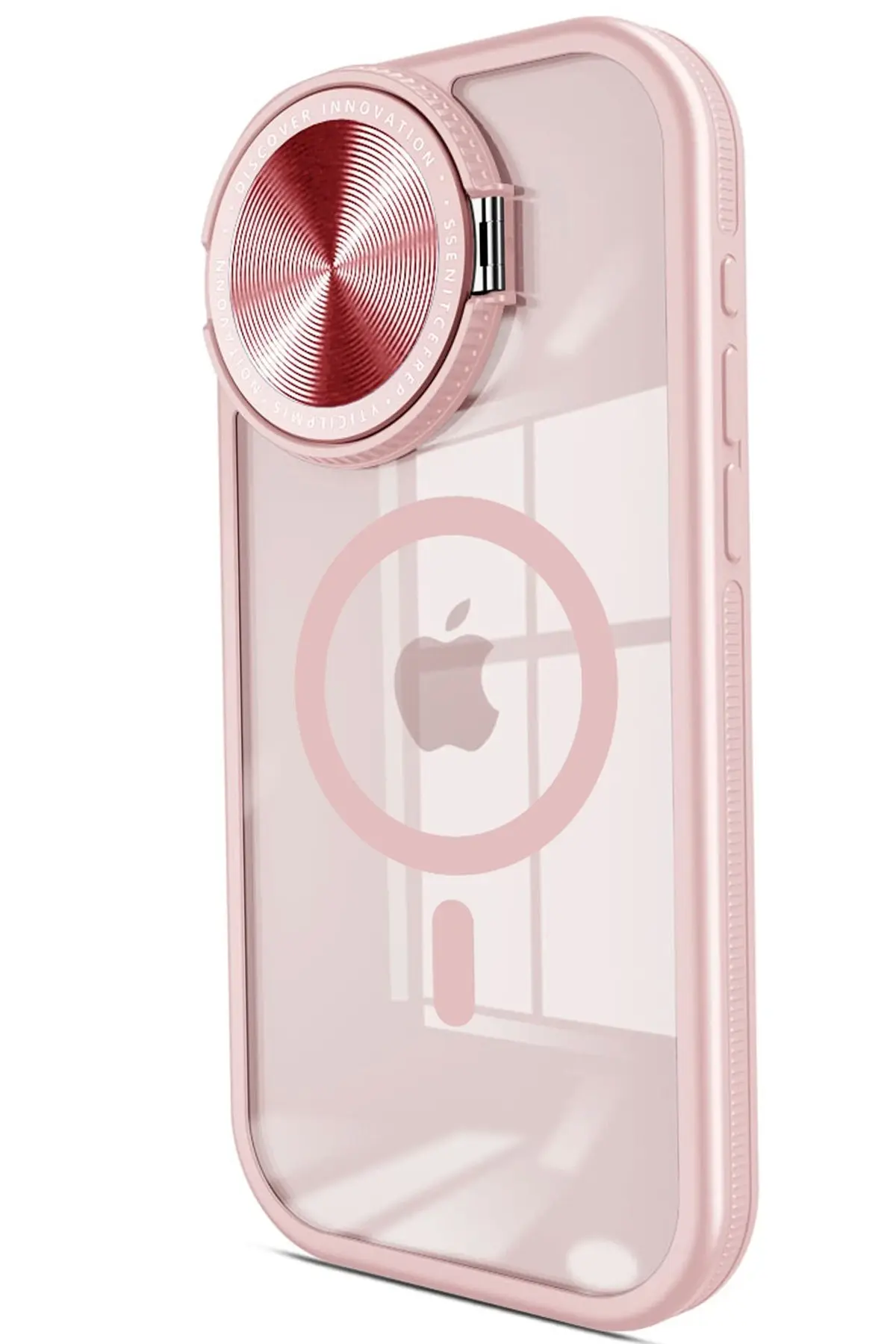 Newface iPhone 14 Pro Max Kılıf Teleskop Lens Magsafe Silikon Kapak - Pembe