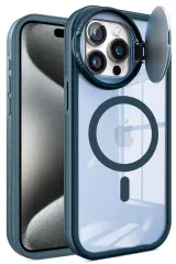 Newface iPhone 15 Pro Max Kılıf Teleskop Lens Magsafe Silikon Kapak - Lacivert