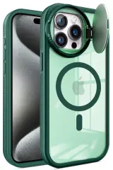 Newface iPhone 15 Pro Max Kılıf Teleskop Lens Magsafe Silikon Kapak - Koyu Yeşil