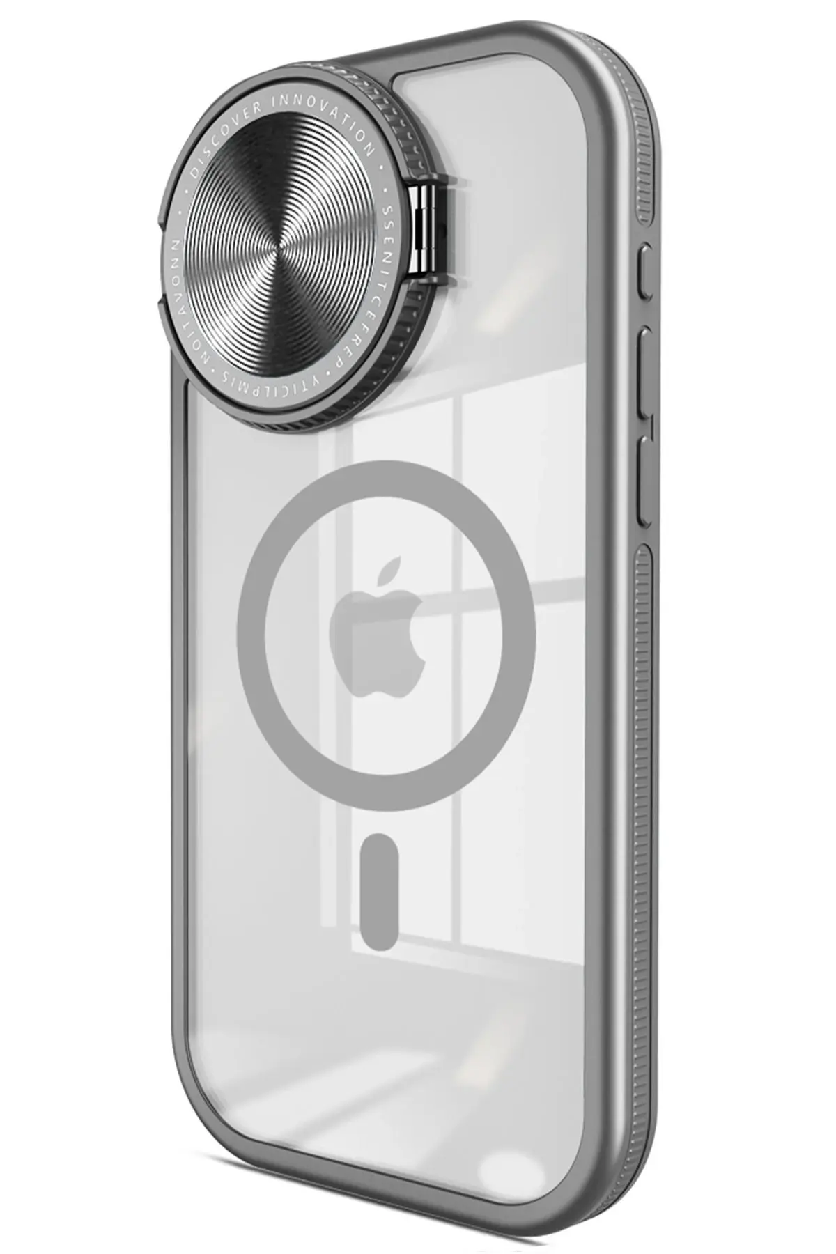 Newface iPhone 15 Pro Max Kılıf Teleskop Lens Magsafe Silikon Kapak - Titan Gri