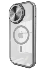 Newface iPhone 15 Pro Max Kılıf Teleskop Lens Magsafe Silikon Kapak - Titan Gri