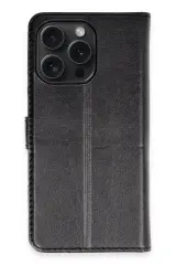 Newface iPhone 15 Pro Max Kılıf Trend S Plus Kapaklı Kılıf - Siyah