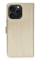 Newface iPhone 15 Pro Max Kılıf Trend S Plus Kapaklı Kılıf - Gold