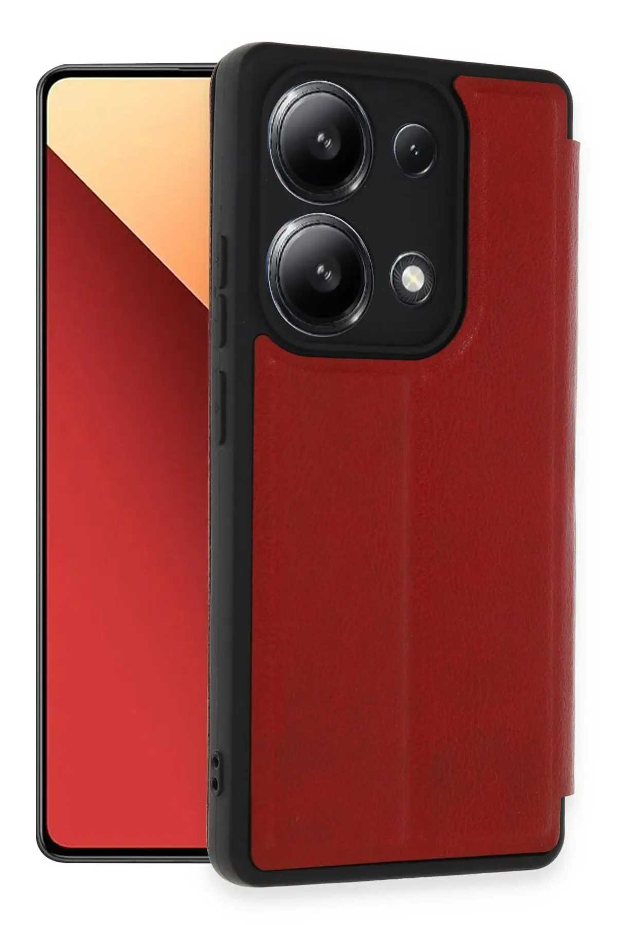 Newface Xiaomi Redmi Note 13 4G Kılıf Flip Cover - Kırmızı