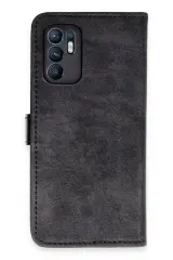 Newface Oppo Reno 6 Kılıf Trend S Plus Kapaklı Kılıf - Siyah