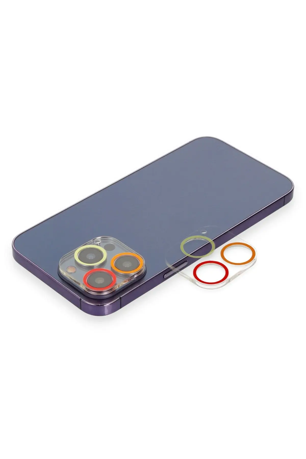 Newface iPhone 12 Pro Max Renkli Kamera Lens Koruma Cam - Turuncu-Kırmızı