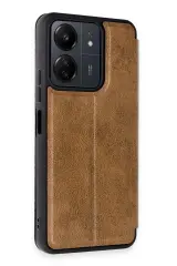 Newface Xiaomi Redmi 13C Kılıf Flip Cover - Taba