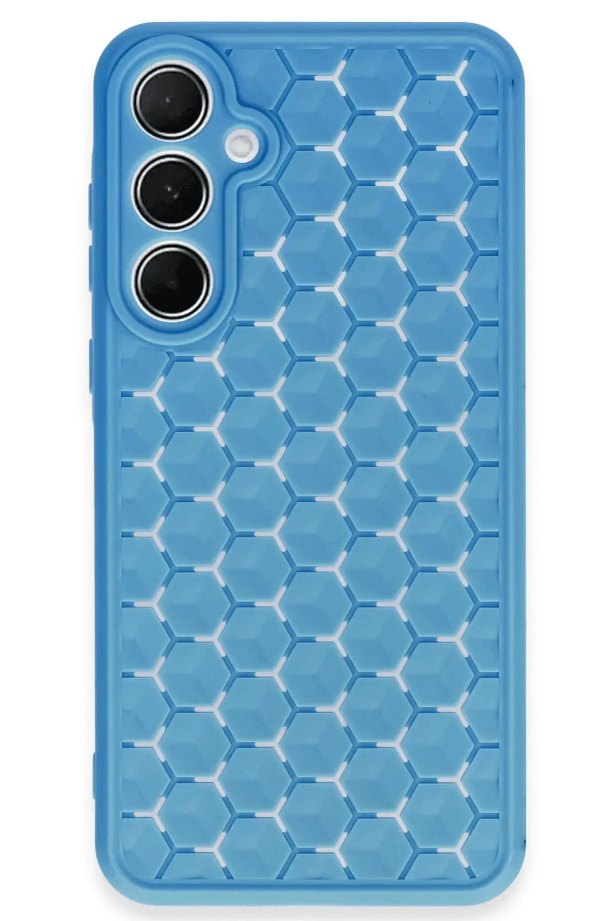 Newface Samsung Galaxy A15 4G Kılıf Petek Silikon Kapak - Mavi