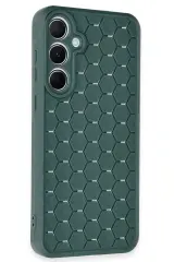 Newface Samsung Galaxy A35 5G Kılıf Petek Silikon Kapak - Koyu Yeşil