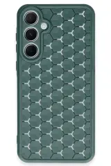 Newface Samsung Galaxy A35 5G Kılıf Petek Silikon Kapak - Koyu Yeşil