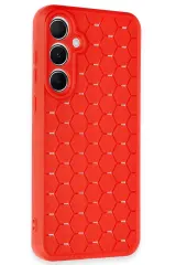 Newface Samsung Galaxy A35 5G Kılıf Petek Silikon Kapak - Kırmızı