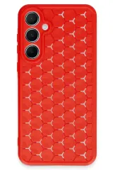 Newface Samsung Galaxy A35 5G Kılıf Petek Silikon Kapak - Kırmızı