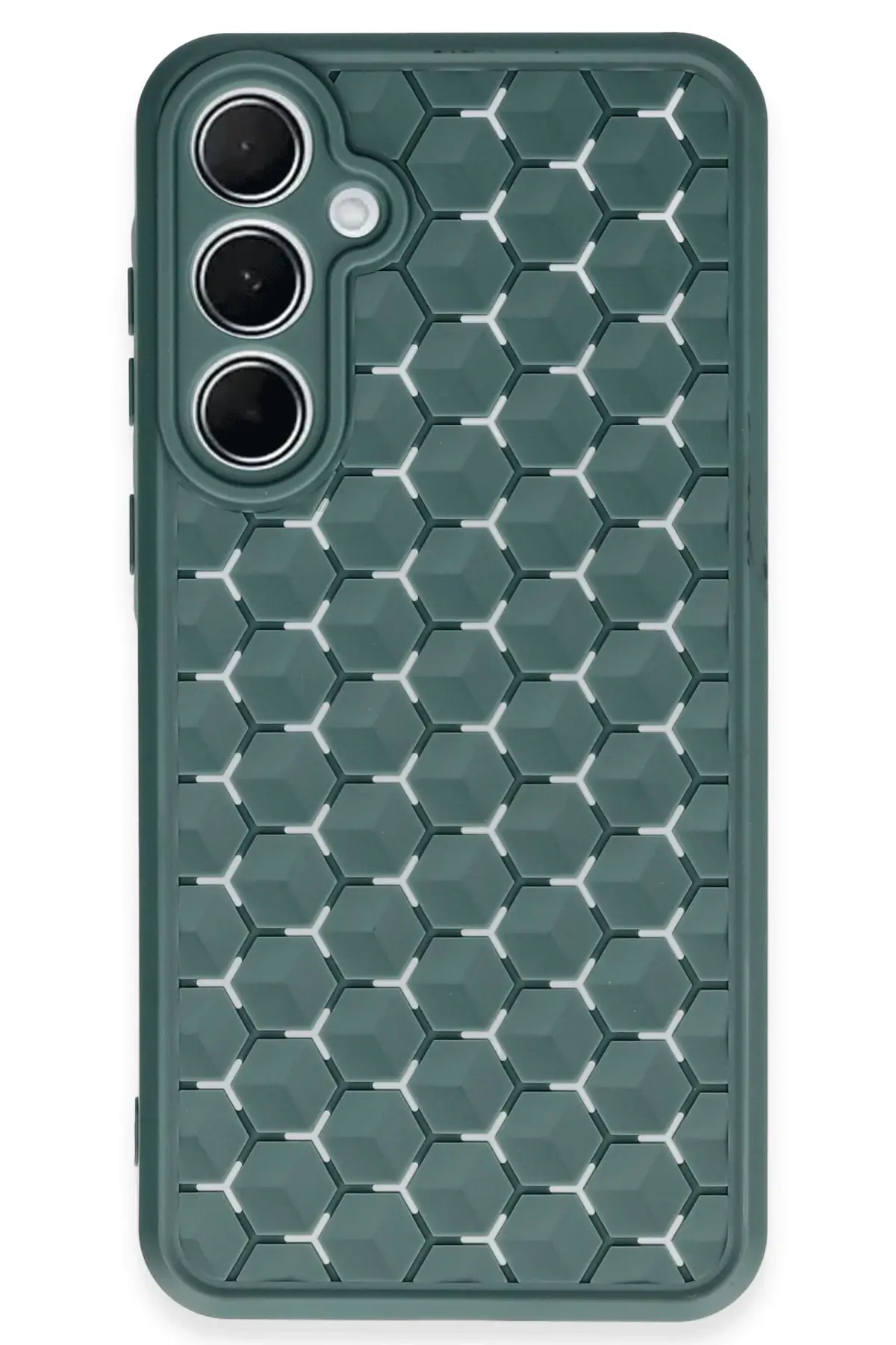 Newface Samsung Galaxy A55 5G Kılıf Petek Silikon Kapak - Koyu Yeşil