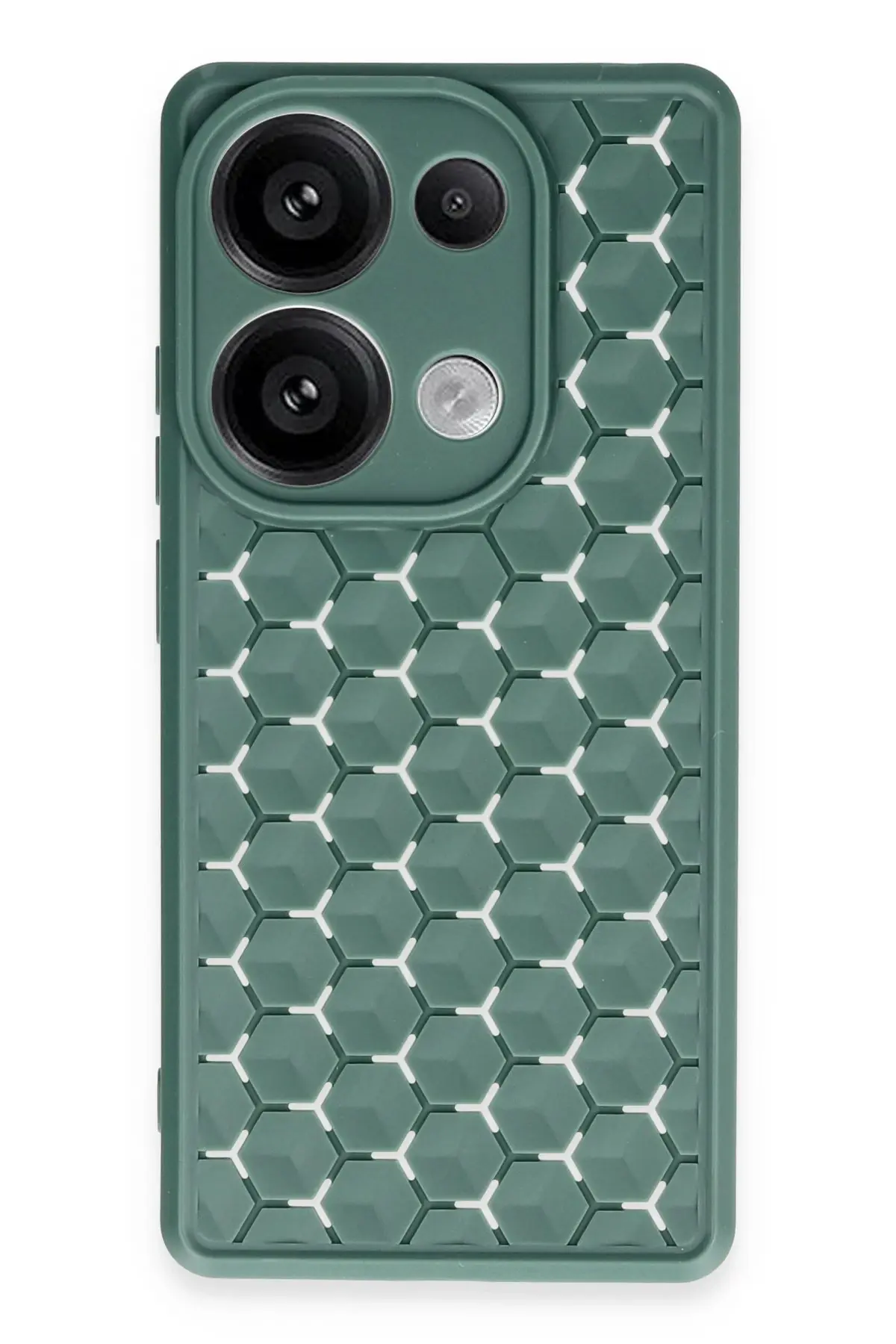 Newface Xiaomi Redmi Note 13 Pro 4G Kılıf Petek Silikon Kapak - Koyu Yeşil