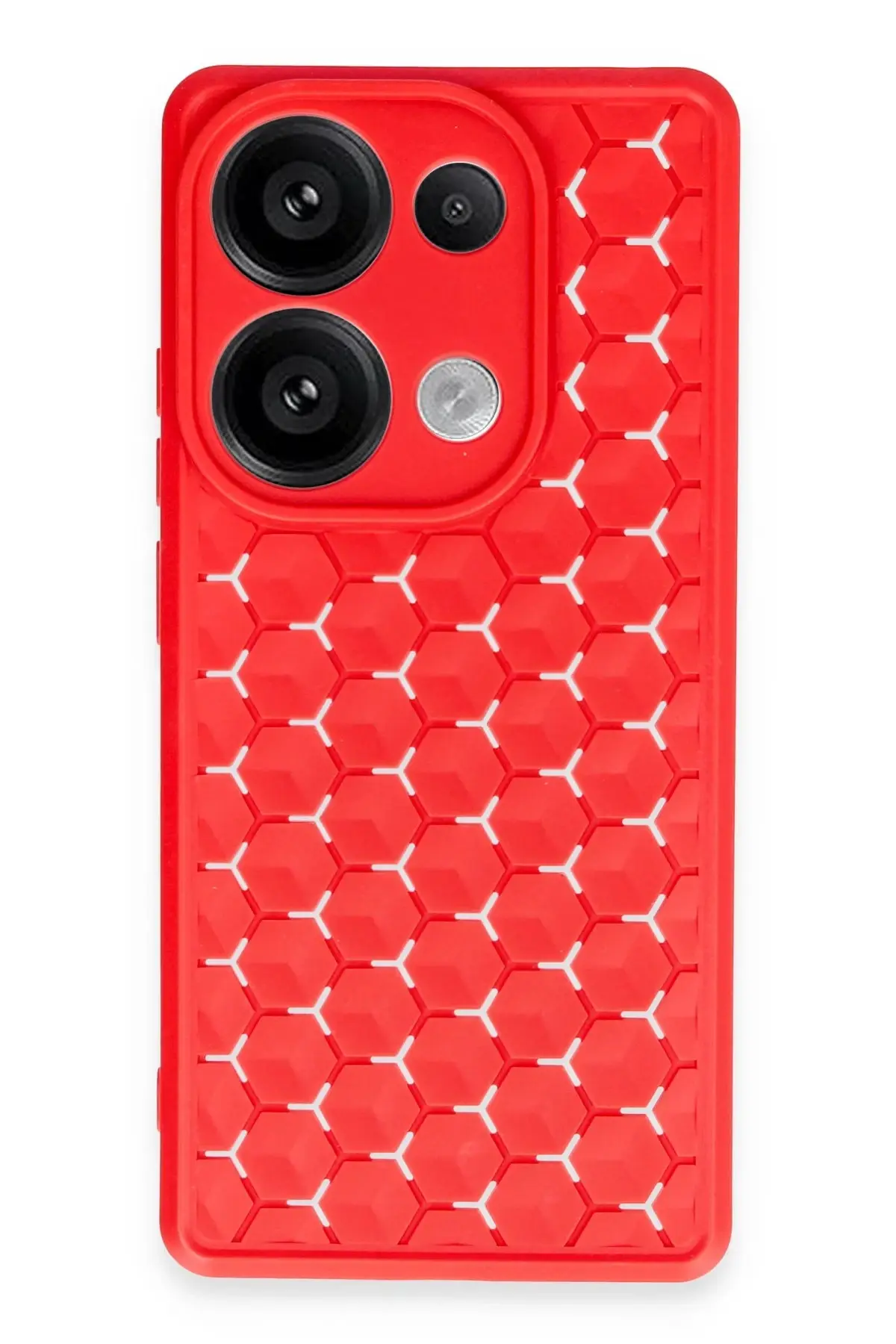 Newface Xiaomi Redmi Note 13 Pro 4G Kılıf Petek Silikon Kapak - Kırmızı